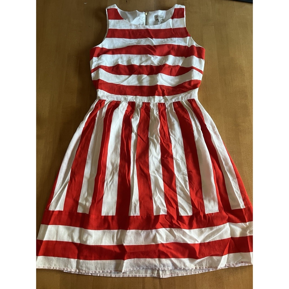 Cremieux Women's Dress‎ Red White Stripe Sz 2 Lined Workwear Spring